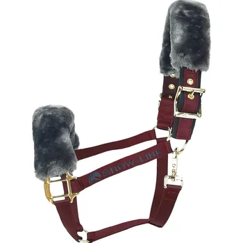 Jezdectví Bucas Ohlávka Show-Line Bucas, s polovičním beránkem, burgundy/black COB