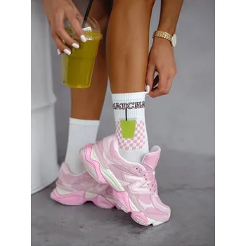 Dámské ponožky Milena ponožky z bavlny s kontrastním vzorem, máta 37-41 i384_29377145