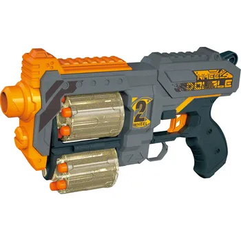 Dětská zbraň Pistole Wheel Double s pěnovými náboji 32,5 cm