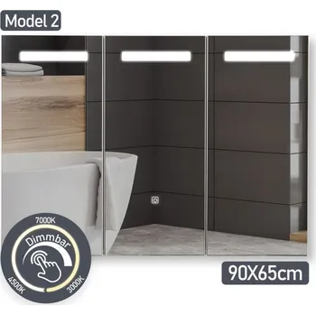 Zrcadlo MIADOMODO Zrcadlová skříňka s LED osvětlením 90 x 65 cm