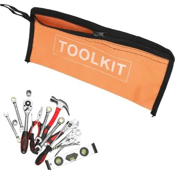 Autodílna Pouzdro na nářadí textilní 27,8 x 12,8 cm Velká taška na nářadí s pevným zipem Odolné pouzdro na uložení nářadí Oranžovo-Černá
