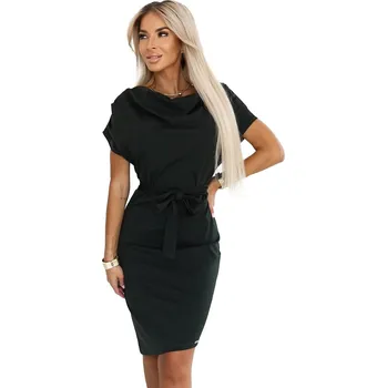 Dámské šaty Dámské šaty ROXI khaki s asymetrickou sukní a páskem, khaki L