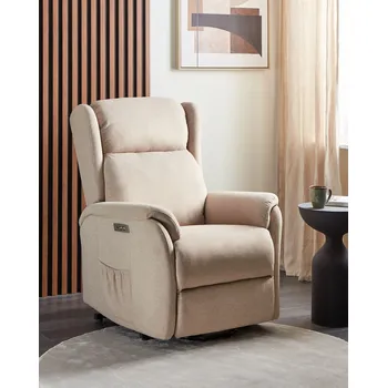 Křeslo Polohovací křeslo taupe látkové čalouněné masážní elektrické polohovací moderní obývací pokoj Beliani