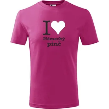 Chlapecké tričko Purpurové dětské tričko I love Německý pinč - dárek pro malého pejskaře / pejskařku - barva purpurová - velikost 4roky