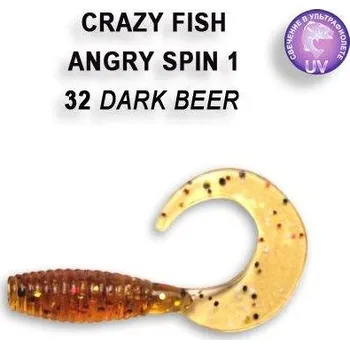 Umělá nástraha Gumová nástraha Crazy Fish Angry spin 4,5cm 32 Dark beer (9ks)
