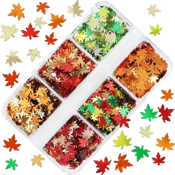 Flitry javorové listy 3-4 g Barevné flitry na tvoření Podzimní dekorace Scrapbooking Ozdoby na nehty Ruční práce DIY výzdoba