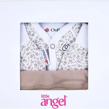 Dívčí oblečení Little Angel Novorozenecká sada smyk Outlast® - bílá sv.hnědé květy/latte Velikost oblečení: 68