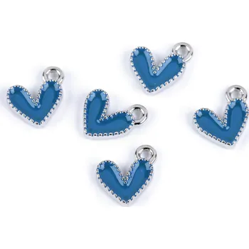 Přívěsek Kovový přívěsek / taháček na zip mini srdce 10x10 mm, barva 5 modrá platina