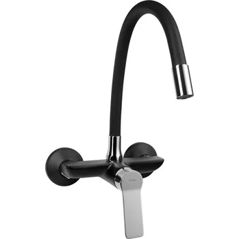 Vodovodní baterie SINTRA nástěnná baterie, flexibilní ramínko, černá/chrom