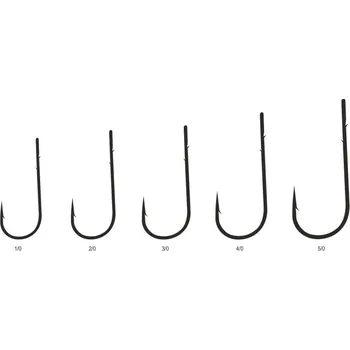 Rybářský háček 10ks - Háček Mistrall Round Worm s očkem, Black Nickel, Velikost 3/0