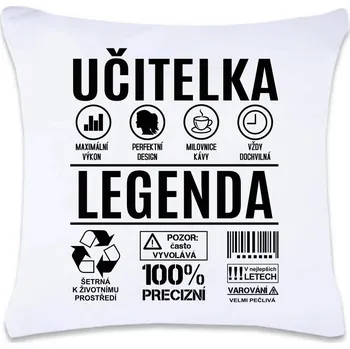 Dekorativní polštářek DOBRÝ TRIKO Polštář s potiskem 40 x 40 cm Učitelka legenda Oboustranný tisk: NE