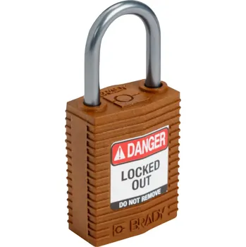 Visací zámek HAPPY END Nylonový zámek s hliníkovým okem SafeKey kompakt,hnědá,1 ks - BY 2526B/1