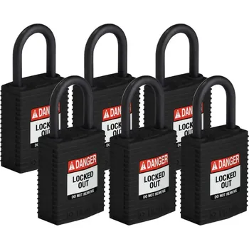 Visací zámek HAPPY END Nylonový zámek s nylonovým okem SafeKey kompakt,černá,6 ks - BY 24AC3