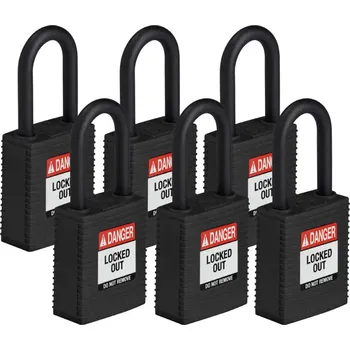 Visací zámek HAPPY END Nylonový zámek s nylonovým okem SafeKey standard,černá,6 ks - BY 24B4F