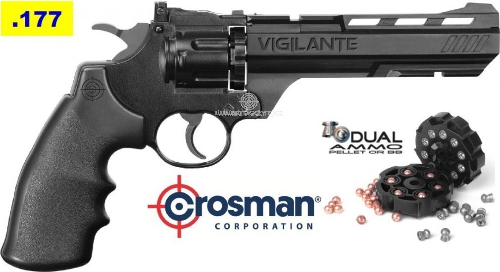 Vzduchový revolver Crosman Vigilante ráže 4,5 mm olověné diabolo i BB ocelové broky