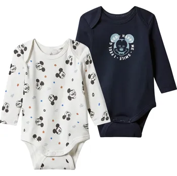 Chlapecké body s BIO bavlnou, 2 kusy (navy modrá / bílá, 62/68)