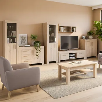 Obývací stěna Obývací stěna CEZAR s | sestava D | 7 dílů | 510 cm + 110x61 cm | sonoma