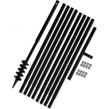 Příslušenství k nářadí vidaXL Zemní vrták s rukojetí 80 mm, s nástavci 9 m, ocel
