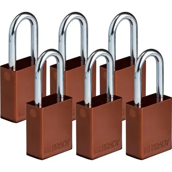 Visací zámek HAPPY END Hliníkový zámek s ocelovým okem SafeKey standard,hnědá,6 ks - BY 24B1D