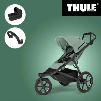 Přeprava dětí Akční set THULE URBAN GLIDE 3 MIST GREEN SINGLE Magnetic Buckle + Korbička + Madlo