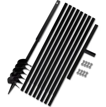 Příslušenství k nářadí vidaXL Zemní vrták s rukojetí 120 mm, s nástavci 9 m, ocel