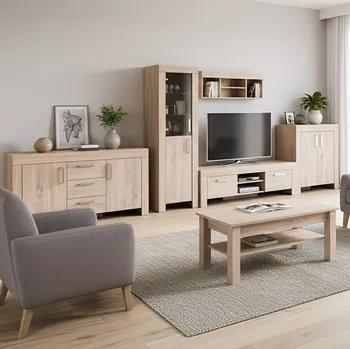 Obývací stěna Obývací stěna CEZAR s | sestava C | 6 dílů | 330 cm + 170 cm + 110x61 cm | sonoma