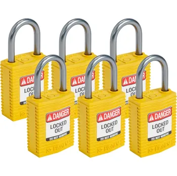 Visací zámek HAPPY END Nylonový zámek s hliníkovým okem SafeKey kompakt,žlutá,6 ks - BY 25265