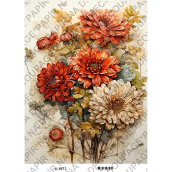 Výtvarný papír Rýžový a soft papír na decoupage - Kytice - KB01973 Materiál: Rýžový papír, Rozměr: A4