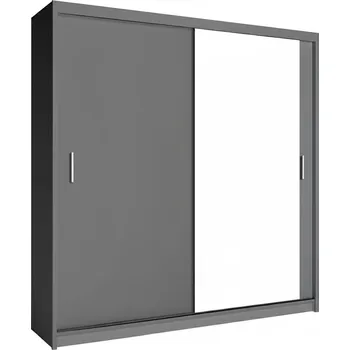 Šatní skříň Šatní skříň MIAMI se zrcadlem | 203 cm | šedá | 5 variant vnitřního uspořádání | POUZE U NÁS