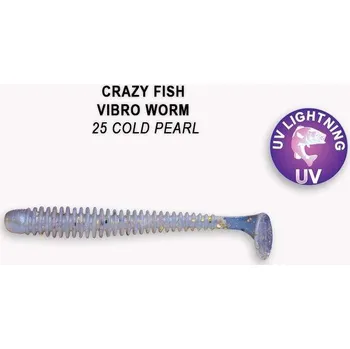 Umělá nástraha Gumová nástraha Crazy Fish Vibro Worm 5cm 25 Cold pearl (8ks)