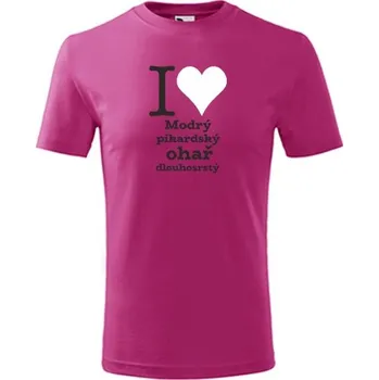 Chlapecké tričko Purpurové dětské tričko I love Modrý pikardský ohař dlouhosrstý - dárek pro malého pejskaře / pejskařku - barva purpurová - velikost 10let