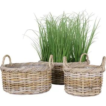 Úložný box House Nordic Set 3 ratanových košíků s fólií, proutěný, přírodní, Kuta