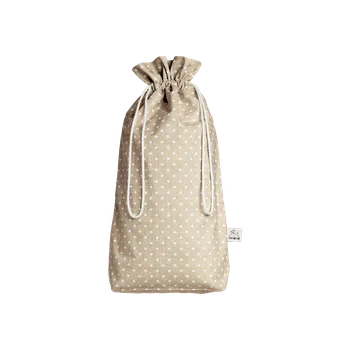 chlebník Wrap - up Funkční pytlík Wrapáček, obal na chléb i pečivo, vel. L, režný s puntíkem