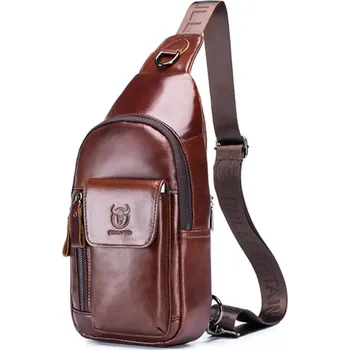 Bullcaptain kožená taška přes rameno Evroult Hnědá-bordó 5L