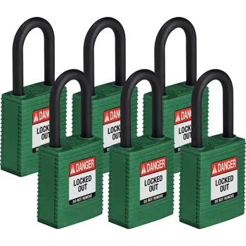 Visací zámek HAPPY END Nylonový zámek s nylonovým okem SafeKey standard,zelená,6 ks - BY 24B3E