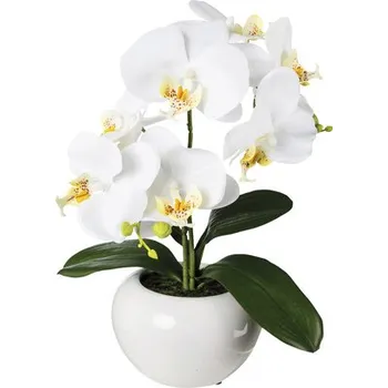 umělá květina Umělá květina orchidej phalaenopsis 35 cm bílá v keramickém květináči Real Touch