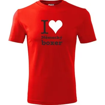 Chlapecké tričko Červené dětské tričko I love Německý boxer - dárek pro malého pejskaře / pejskařku - barva červená - velikost 6let