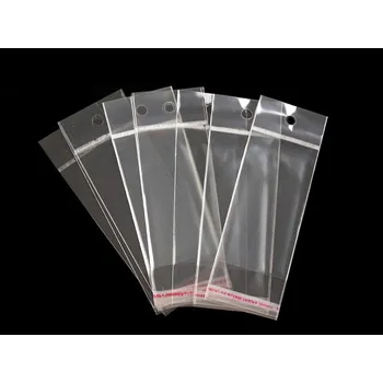 Obalový materiál PP sáček s lepicí klopou a závěsem 5x9 cm