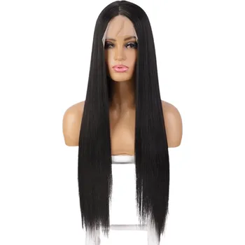 Karnevalový doplněk imago Paruka Lace Front: Černá - Morticia
