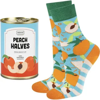 Pánské ponožky Dárková sada dámských ponožek Soxo broskvové v plechovce, modrá/oranžová 35-40