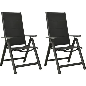 OMAXI Skládací zahradní židle 2 ks textilen a hliník černé 108369