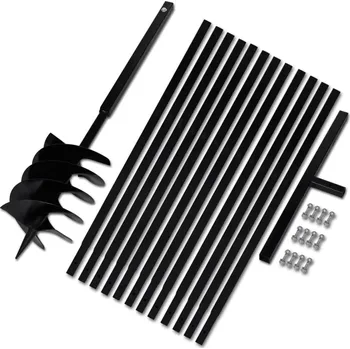 Příslušenství k nářadí vidaXL Zemní vrták s rukojetí 200 mm, s nástavci 13 m, ocel