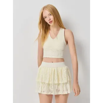 Dámské tričko Halenka s krajkovým dílem - XS - House - krémový - 538GX-01X