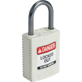 Visací zámek HAPPY END Nylonový zámek s hliníkovým okem SafeKey kompakt,bílá,1 ks - BY 2526C/1