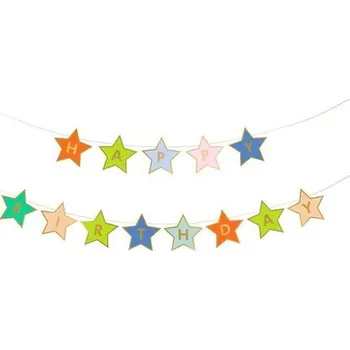 Party dekorace PartyDeco Banner Happy birthday, barevný 260x16,5 cm