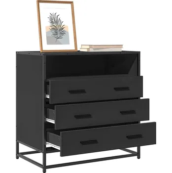 Komoda OMAXI Komoda se zásuvkami černá 70x41x70 cm kompozitní dřevo 841439