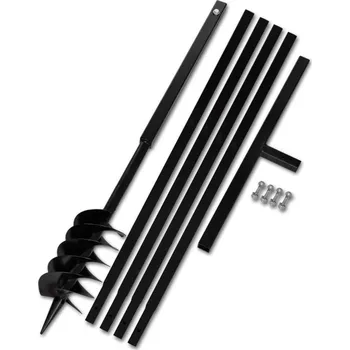 Příslušenství k nářadí vidaXL Zemní vrták s rukojetí 120 mm, s nástavci 5 m, ocel