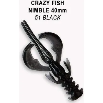 Gumová nástraha Crazy Fish Nimble 4cm 51 Black (9ks)