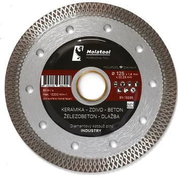 Brusný kotouč Diamantový řezný kotouč Molatool 125 × 1,4 × 22,2 mm Industry Profi