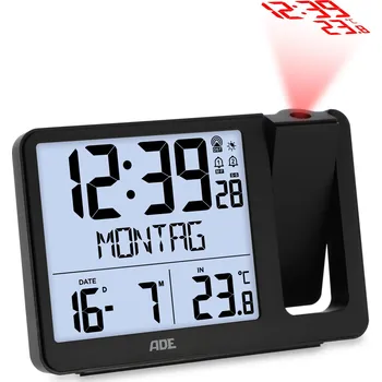 Hodiny ADE – elektrické hodiny s projektorem 15,5 x 10,5 x 4 cm černé